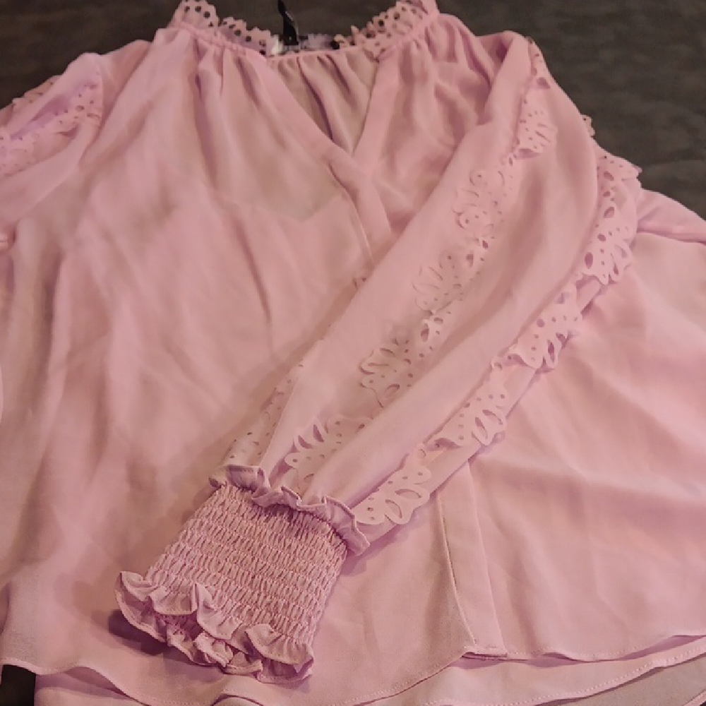 NWT! White House Black Market Lavender Romantic Lace Trim Blouse - Picture 7 of 15